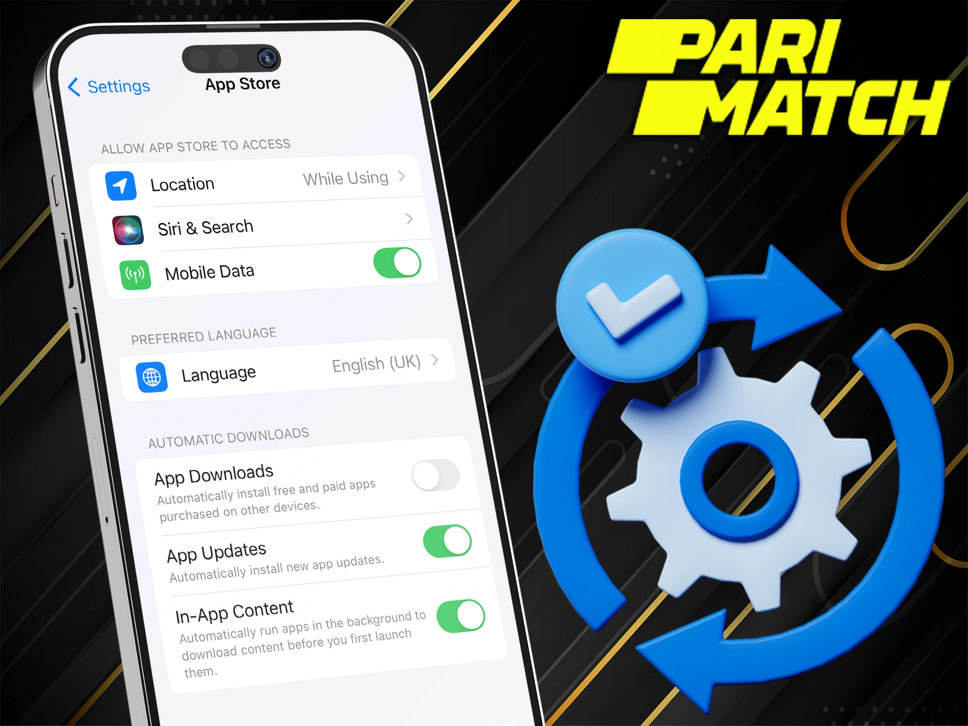 Set up autoupdate Pari Bet app.