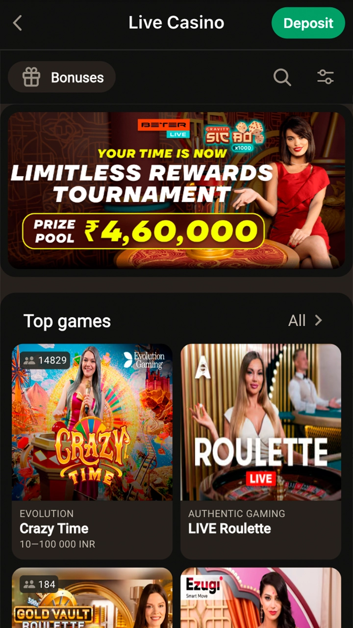 Pari Bet casino games.