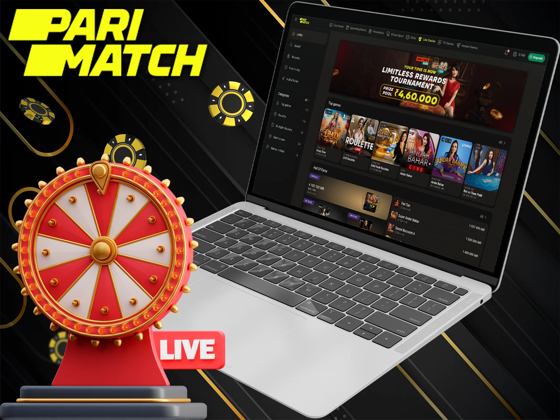 Play live casino games with Pari Bet.