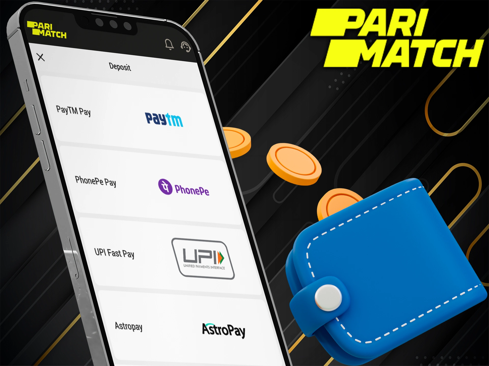 Fund your gaming account using the Pari Bet app.