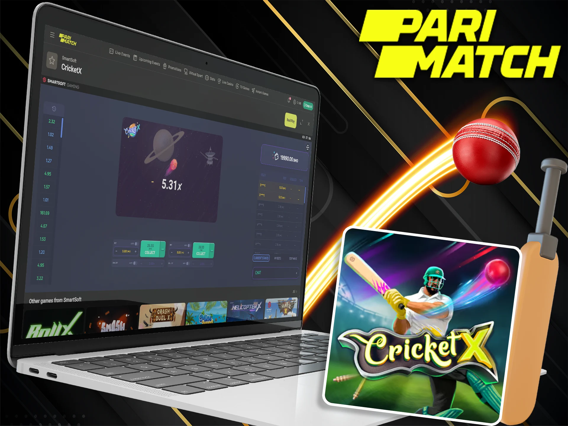 Multiply your bet in the CricketX game at Pari Bet.