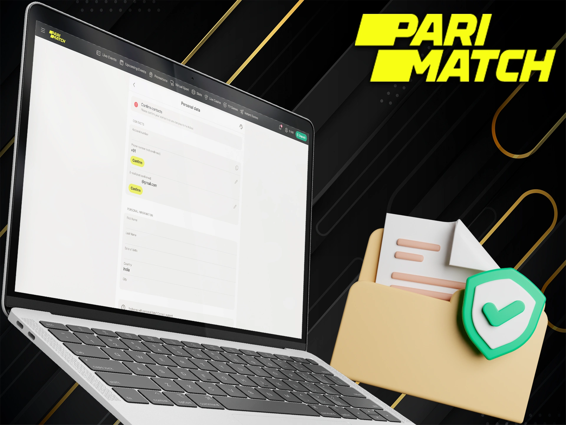 Add personal documents when verifying your Pari Bet account.