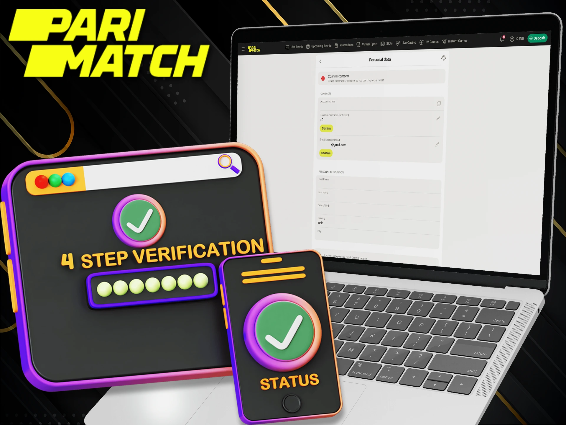 Complete the four-step account verification process to play at Pari Bet.