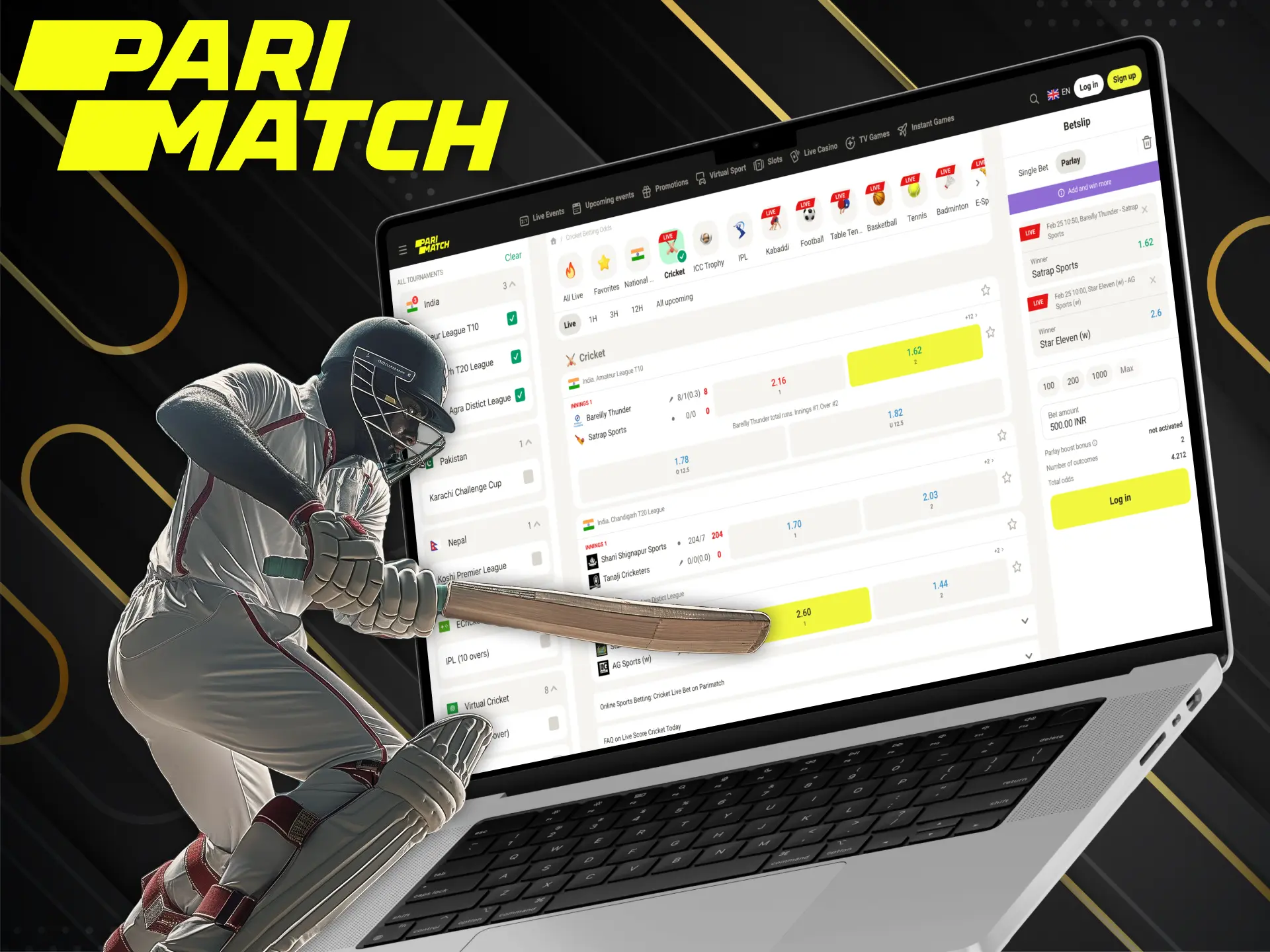 Parimatch offers a wide range of cricket betting options.