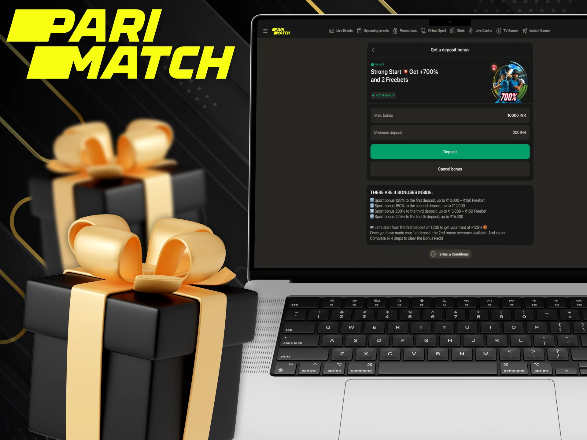 Parimatch cricket betting offers a variety of bonuses for you.