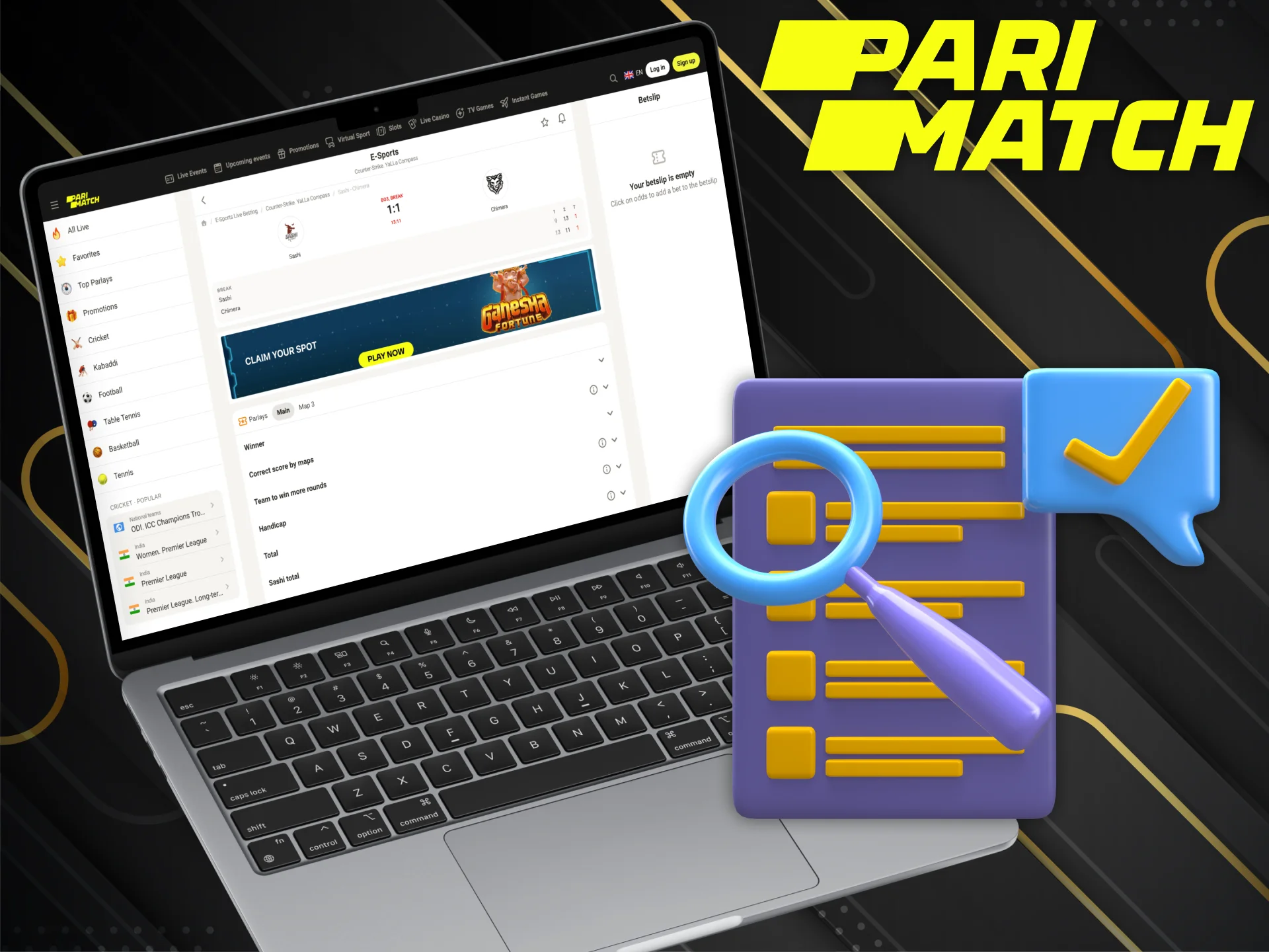 Parimatch website supports various eSports bets.