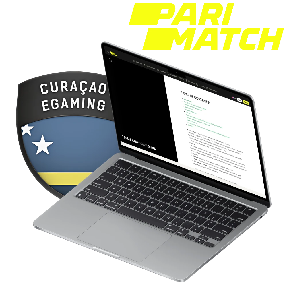 Parimatch platform has a valid license issued by Curacao.