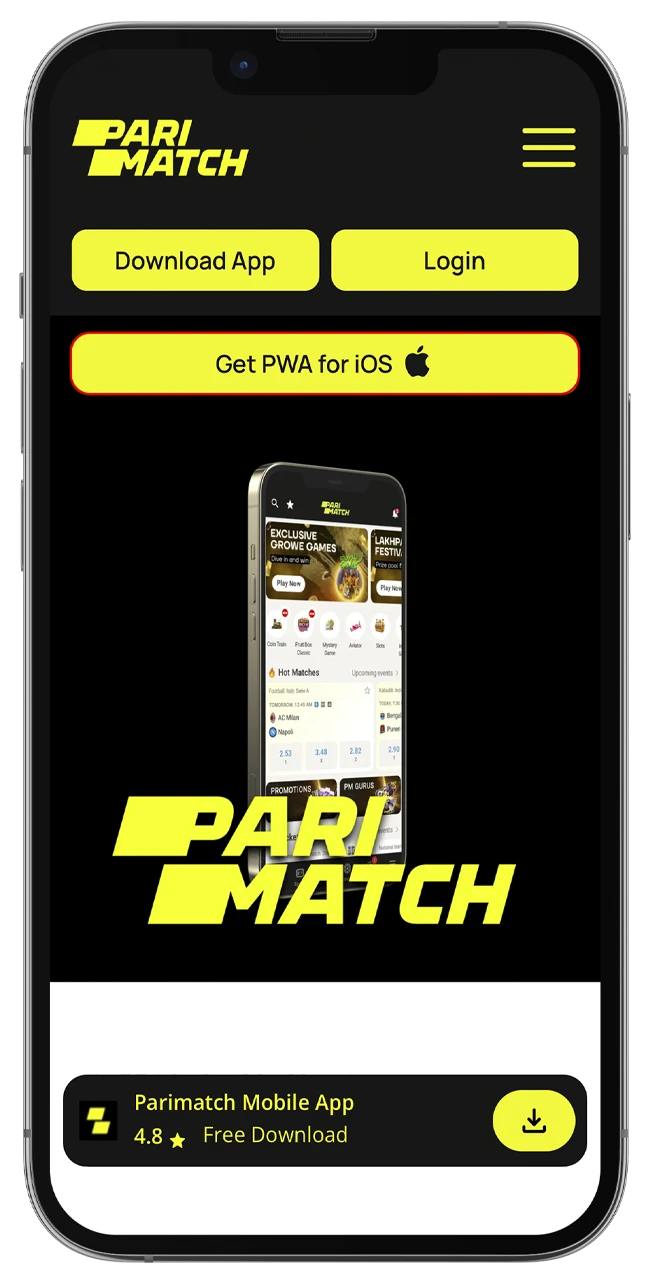 Select the Apple logo button to instantly download the Parimatch app to your iOS device.