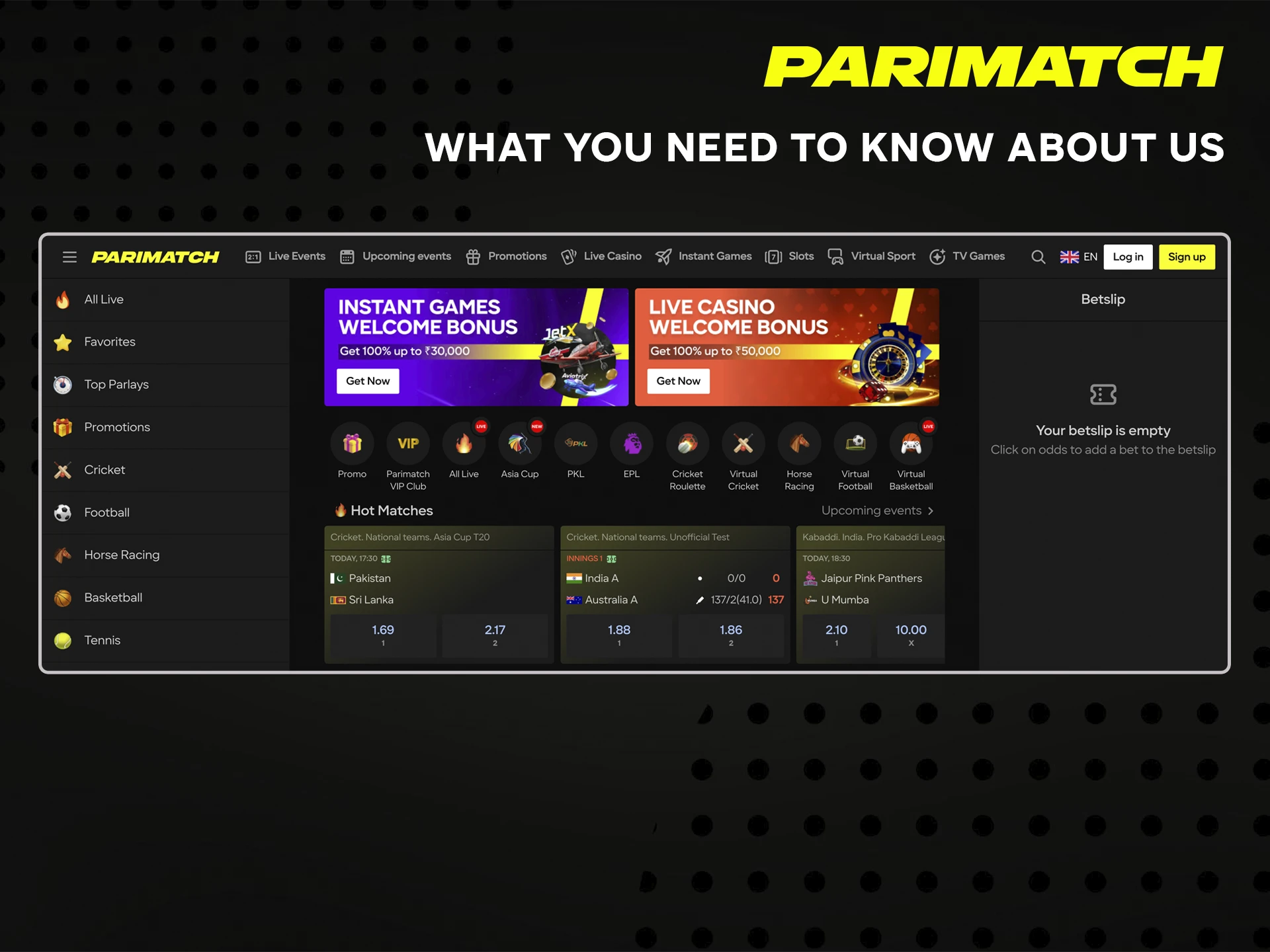 Find out information you didn't know about Parimatch.