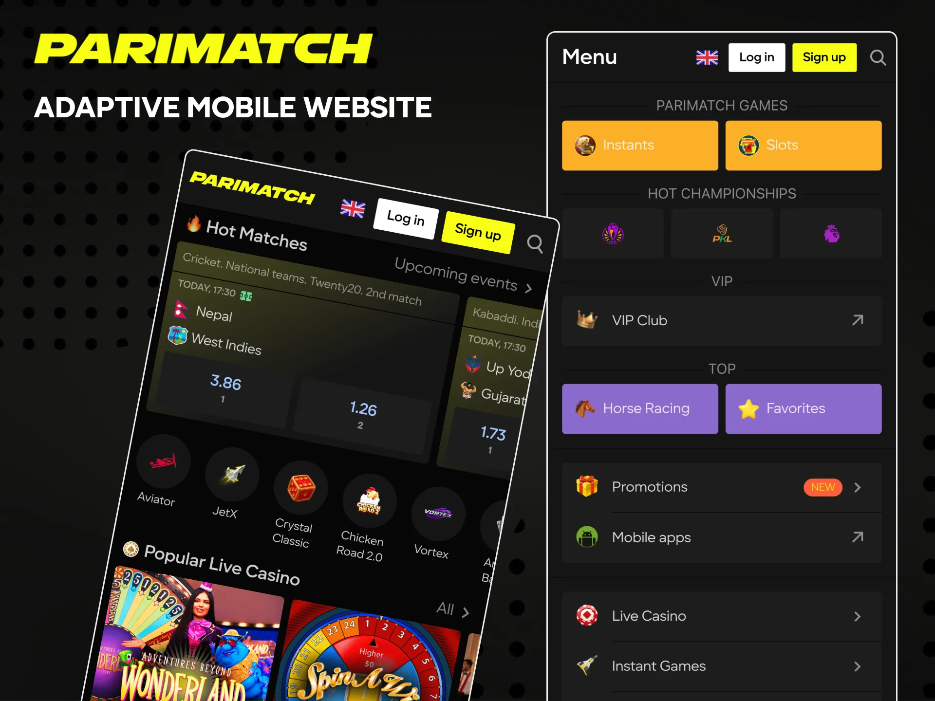 Try the mobile version of the Parimatch website.