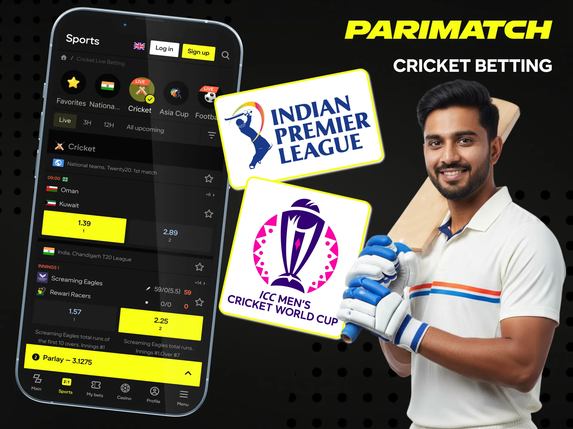 Predict on cricket on the Parimatch app.
