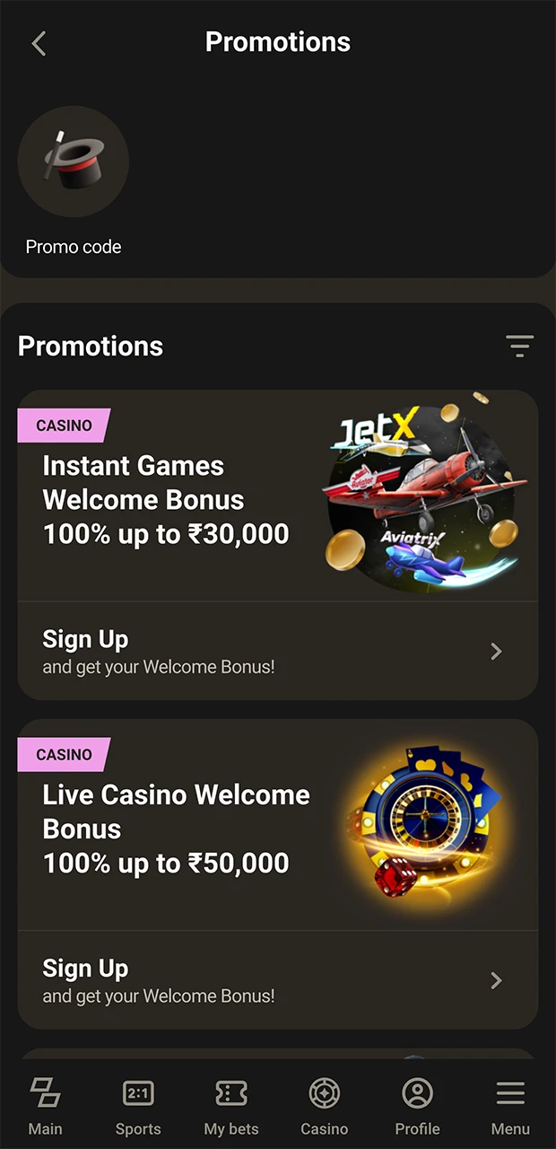 Parimatch Bonuses.