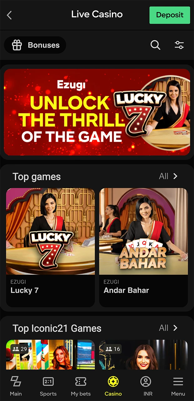 Parimatch casino games.