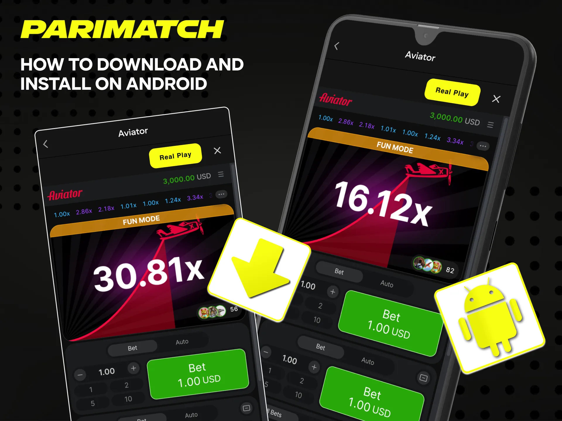 Play Aviator using the Parimatch Android app.