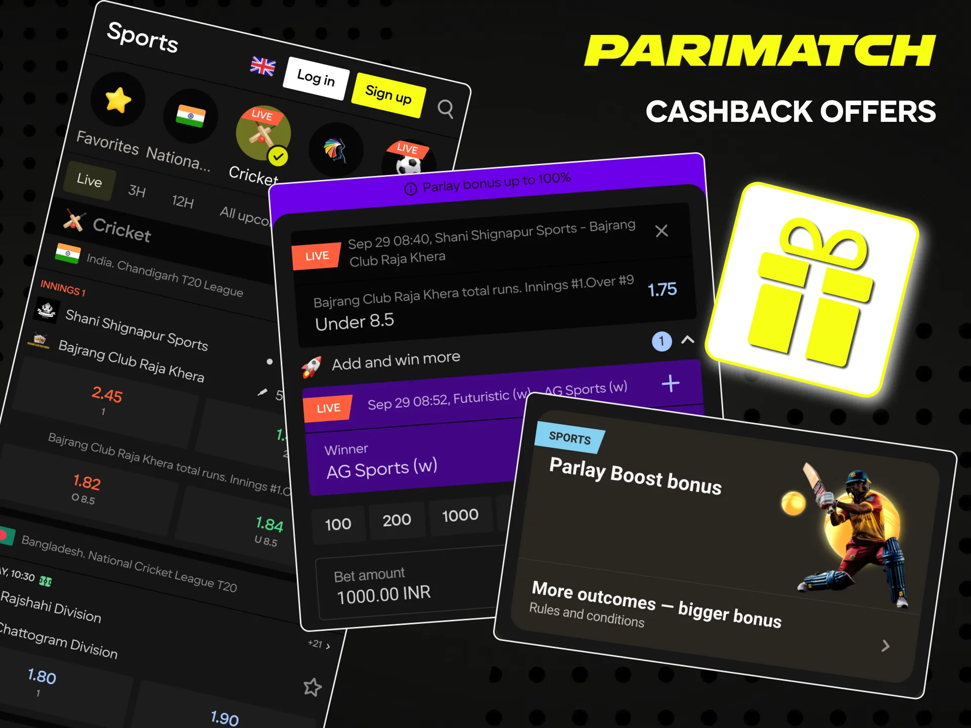 Get your money back at Parimatch with a cashback bonus.