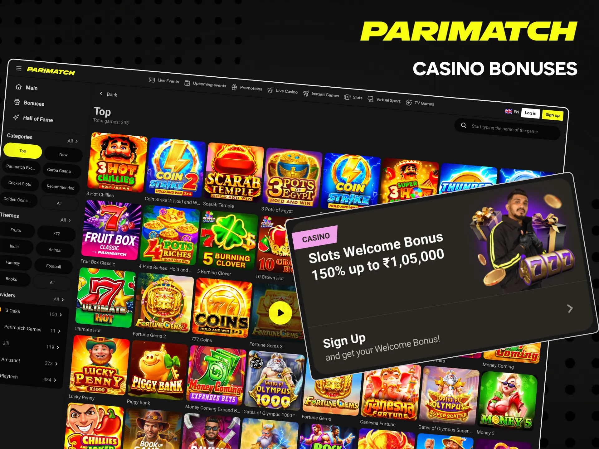 Start playing casino games with a welcome bonus with Parimatch.