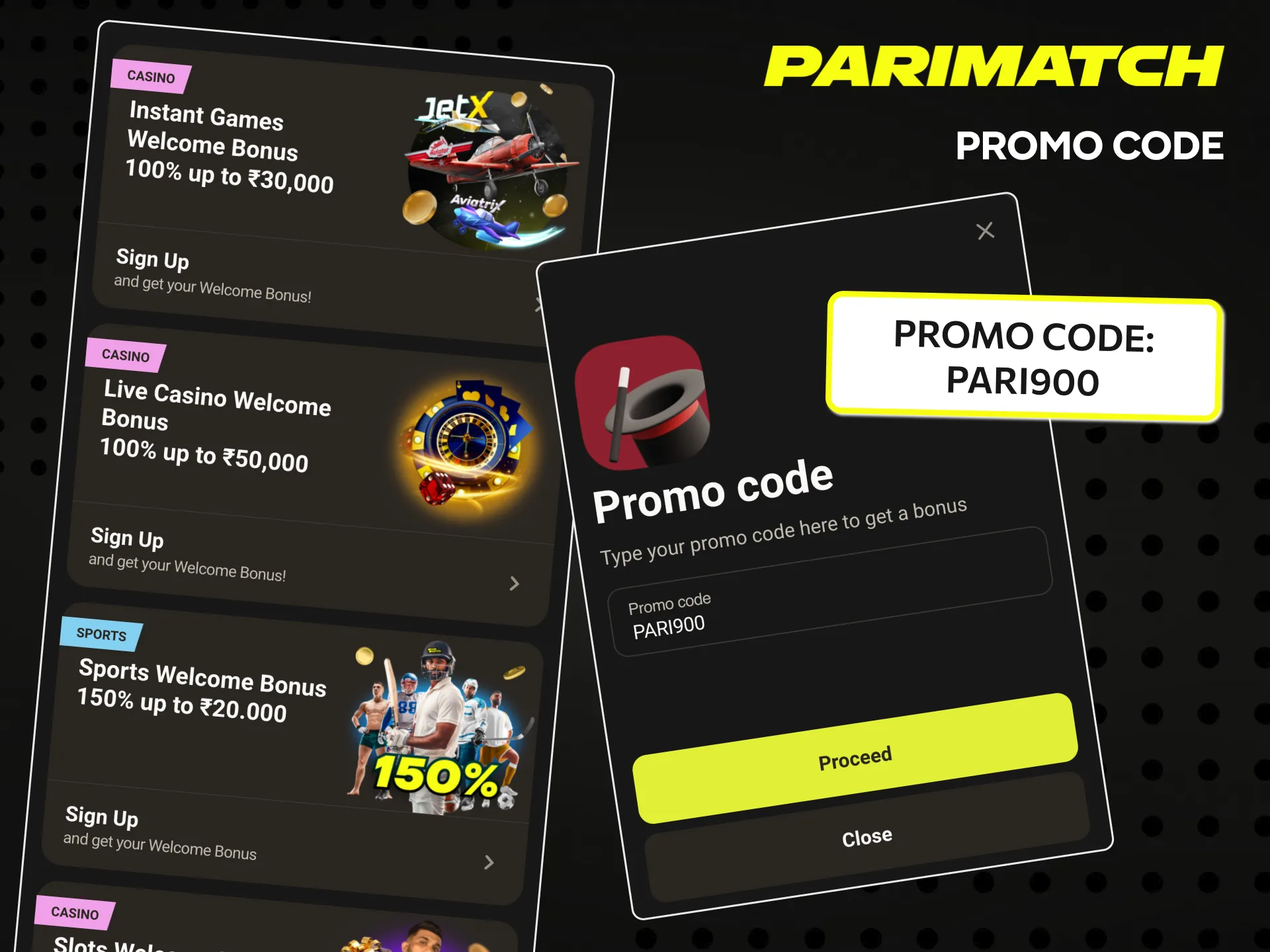 Enter the secret promo code to get bonuses from Parimatch.