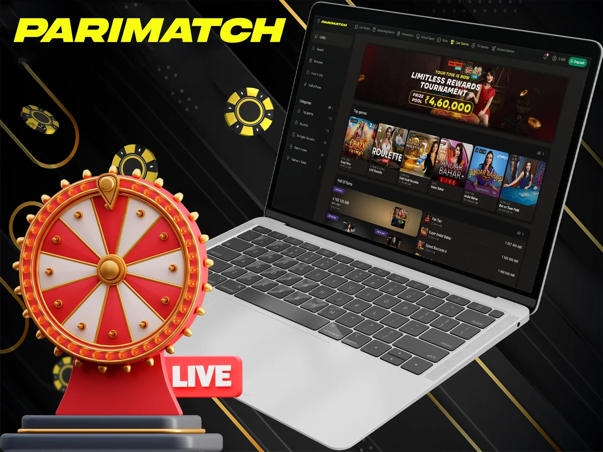 Play live casino games with Parimatch.