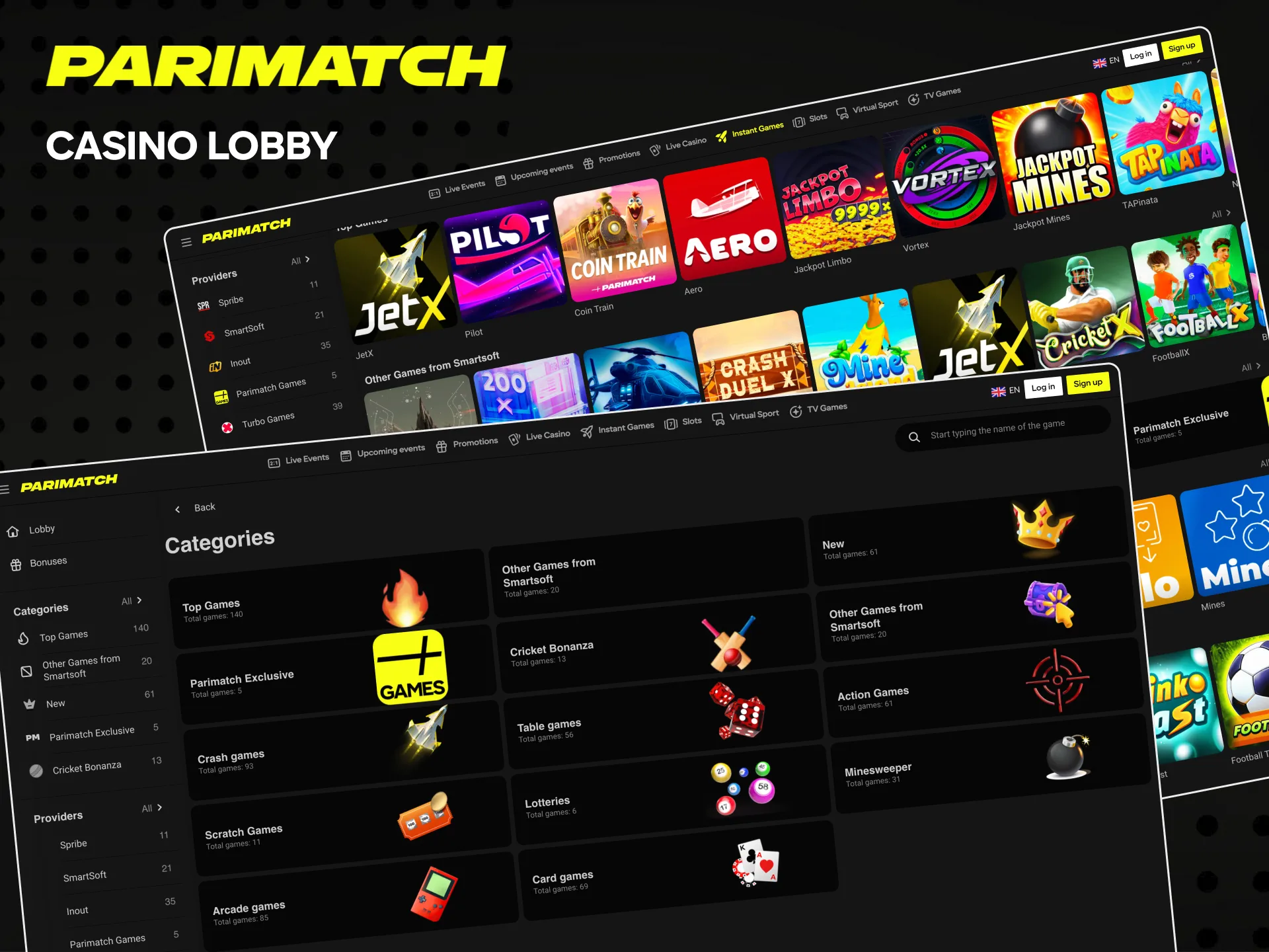 Learn about all the categories of games at Parimatch.