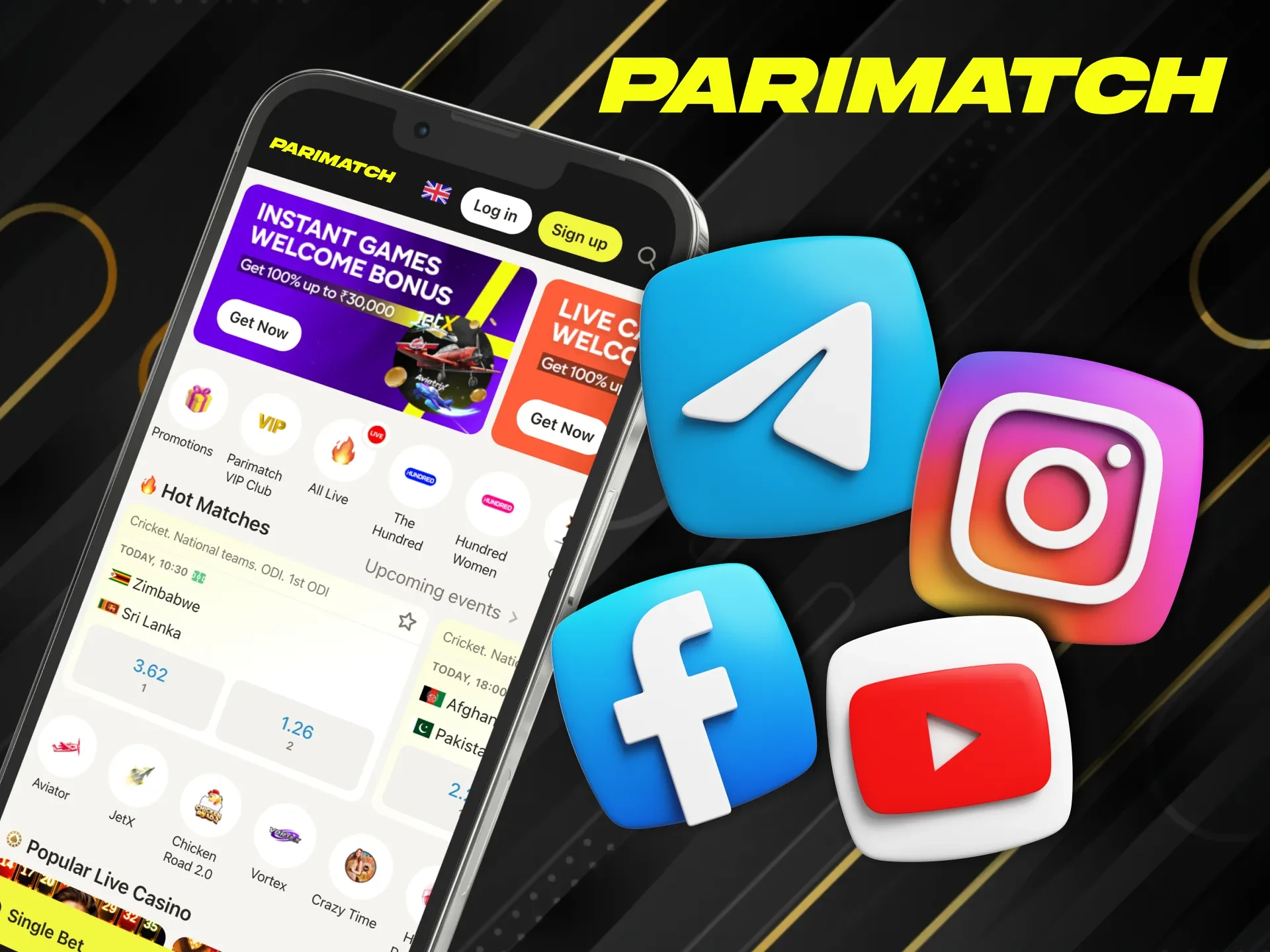 Join the Parimatch India community across social platforms.