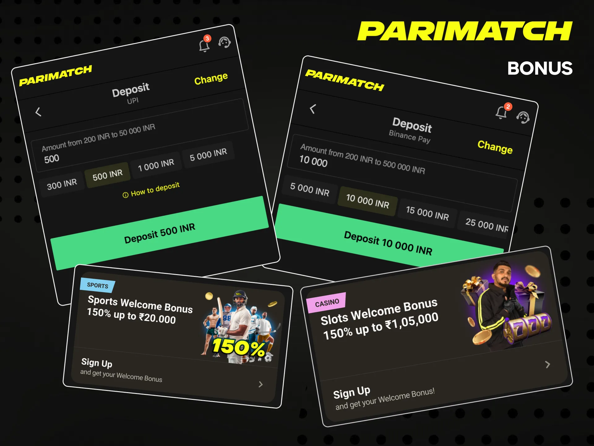 A welcome bonus is already waiting for you at Parimatch.