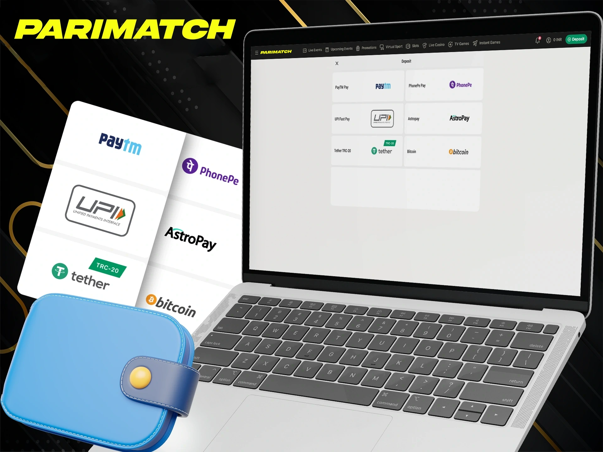 Choose a convenient deposit method at Parimatch.