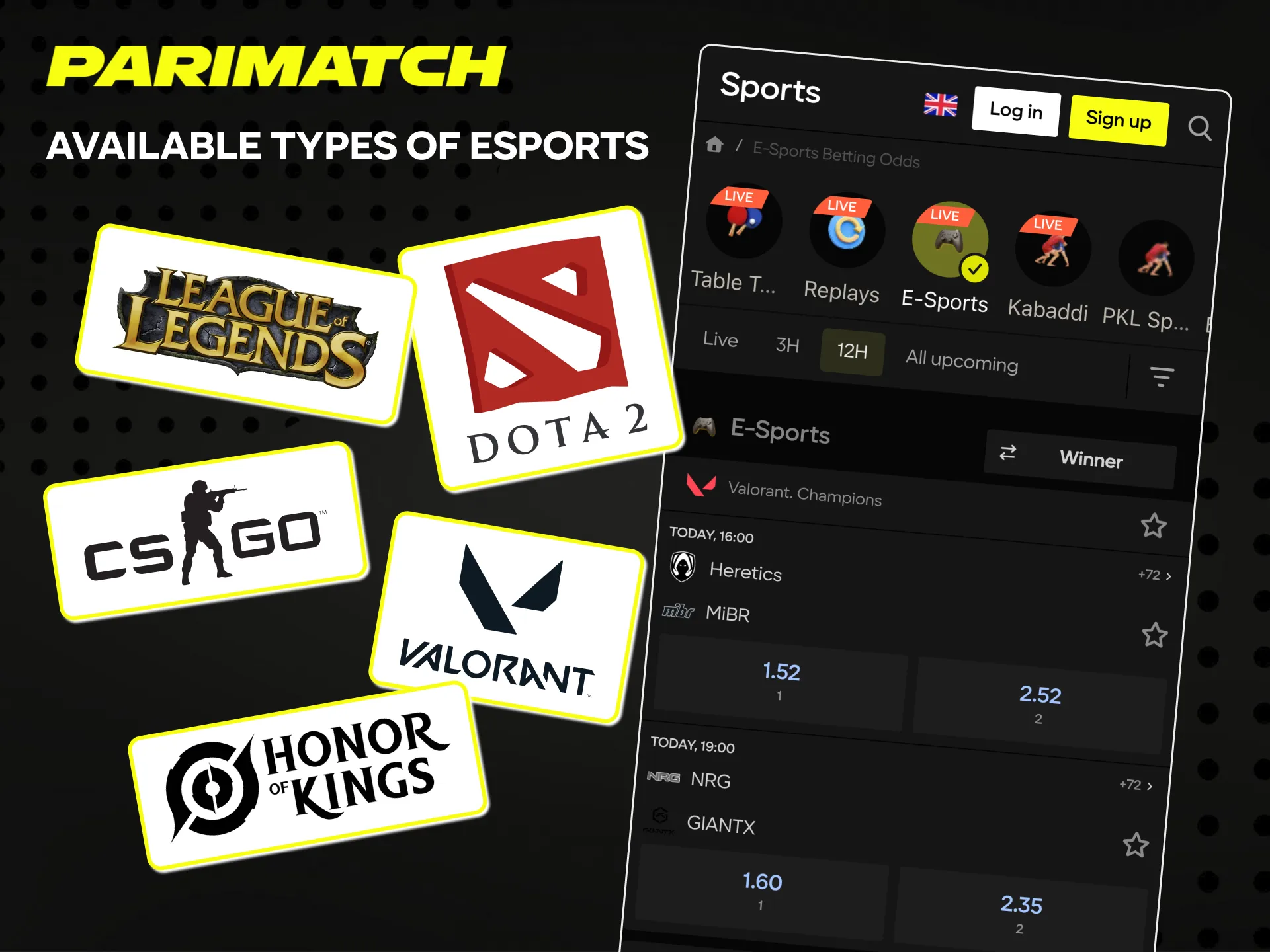 Parimatch platform supports all the popular eSports types.