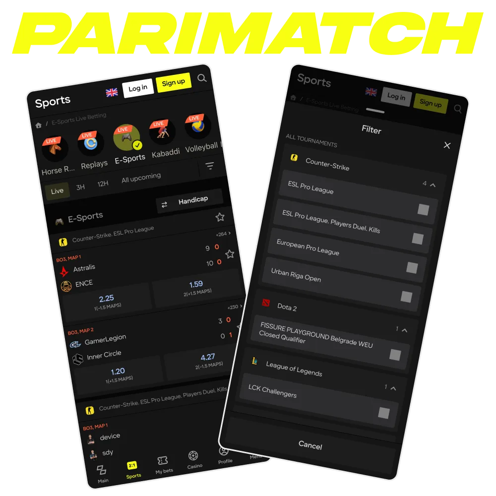 Bet on esports with Parimatch platform in India.
