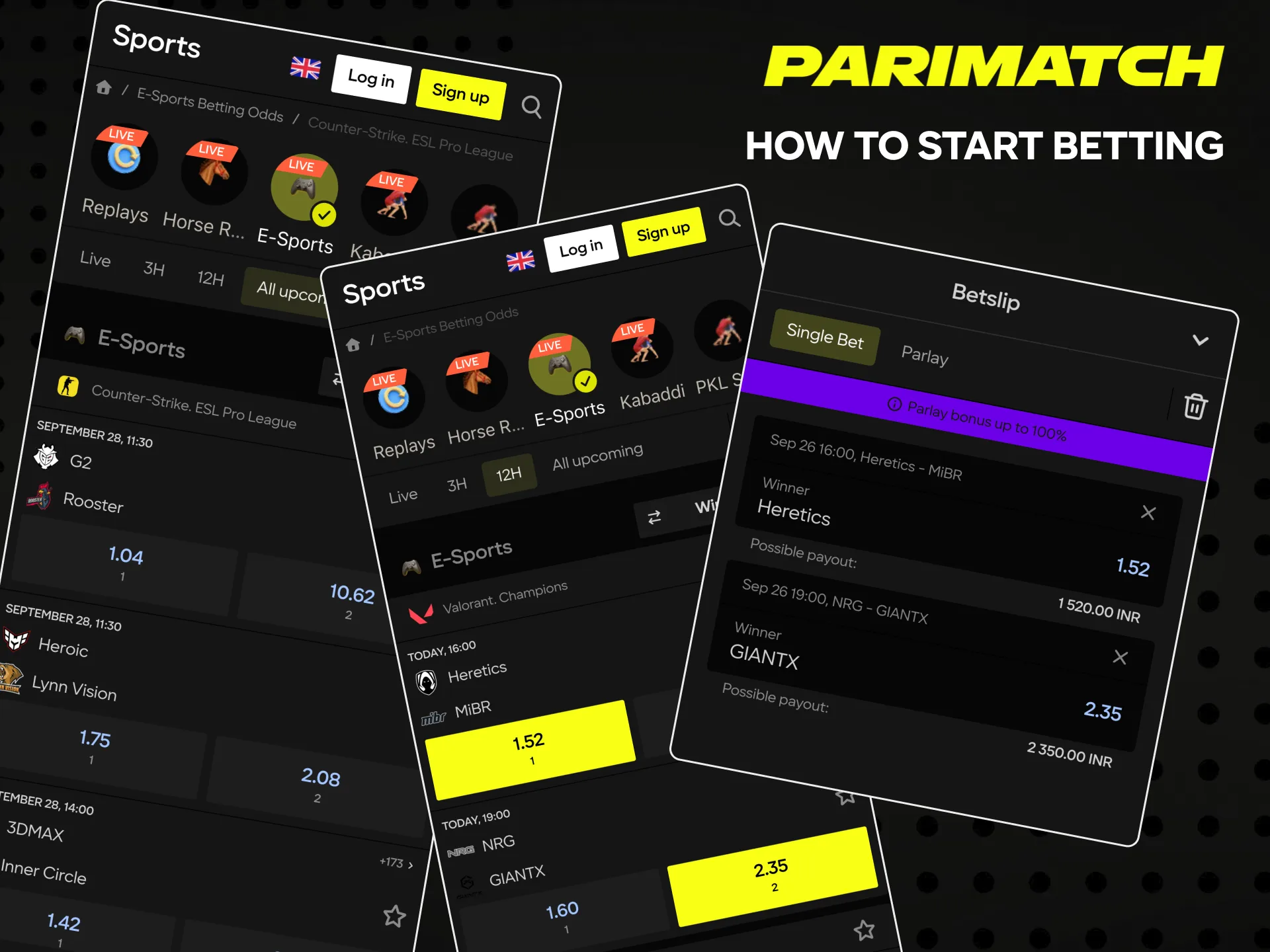 You can quickly start enjoying placing bets on eSports on Parimatch.