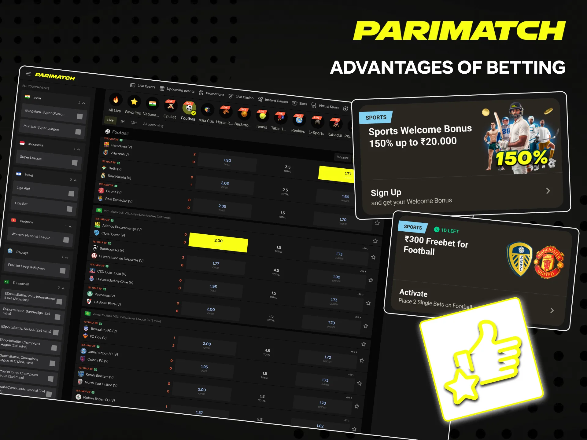 Take advantages of betting on football with Parimatch.