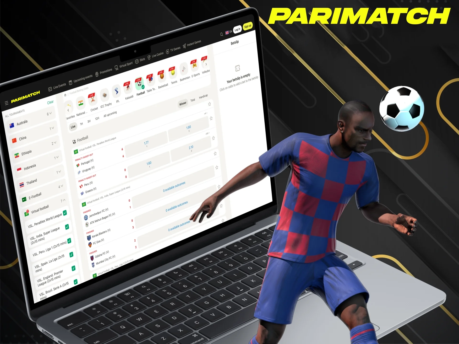 You can bet on football virtual tournaments at Parimatch.