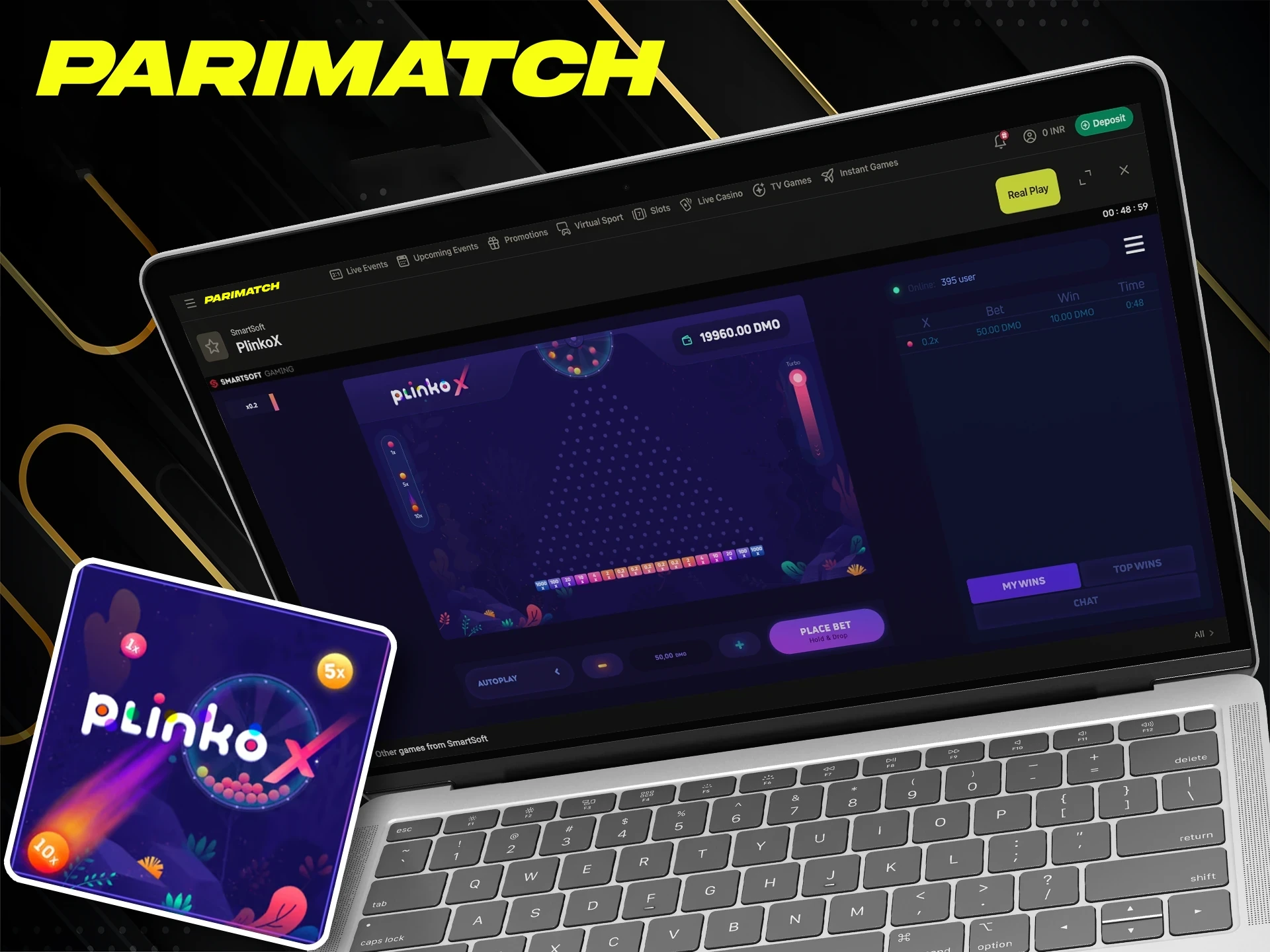 Collect multipliers in PlinkoX and get richer in Parimatch.