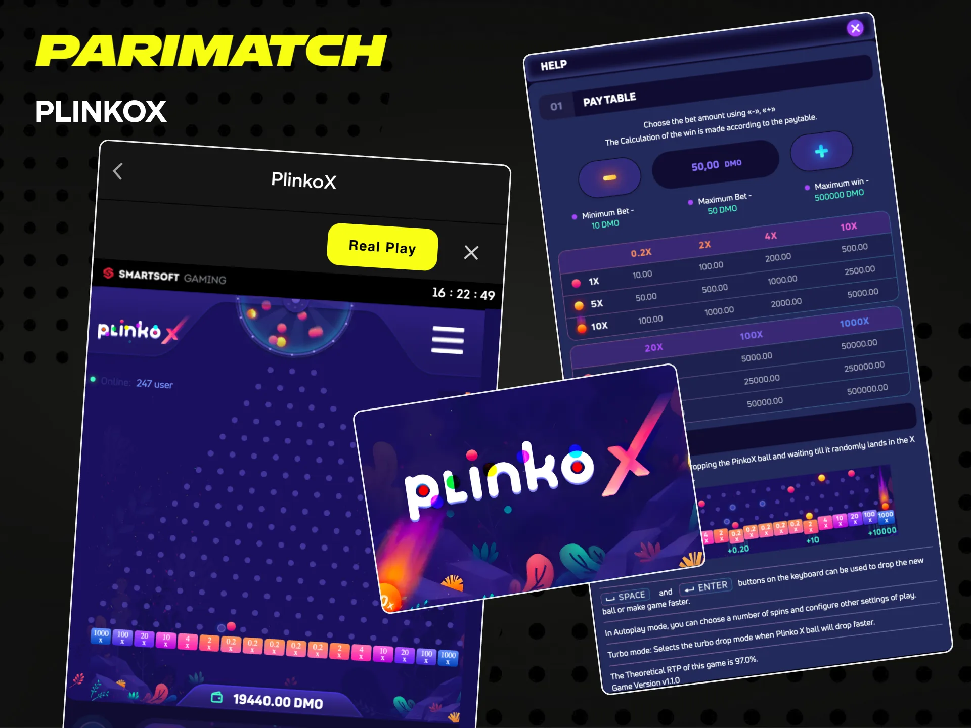 Collect multipliers in PlinkoX and get richer in Parimatch.