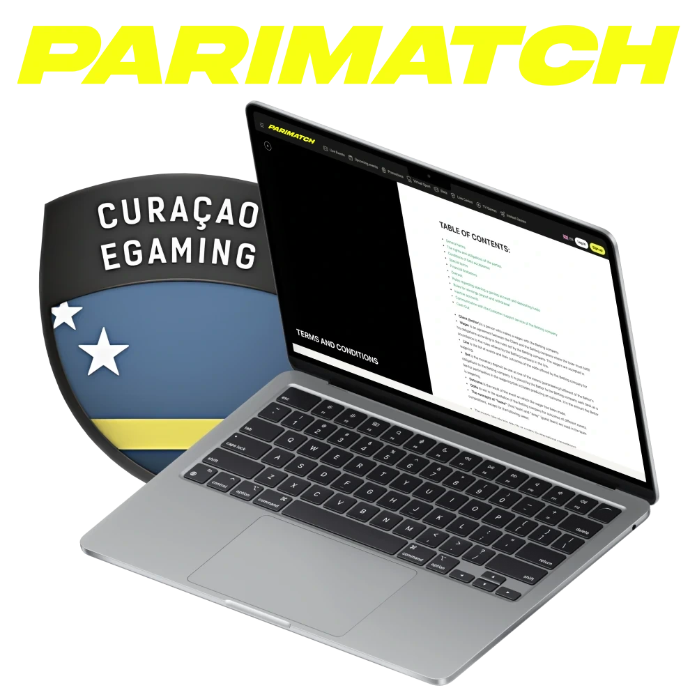 Parimatch platform has a valid license issued by Curacao.