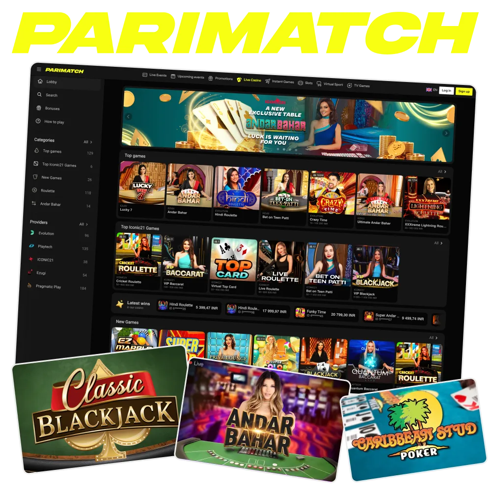 Parimatch presents a huge library of live casino games.