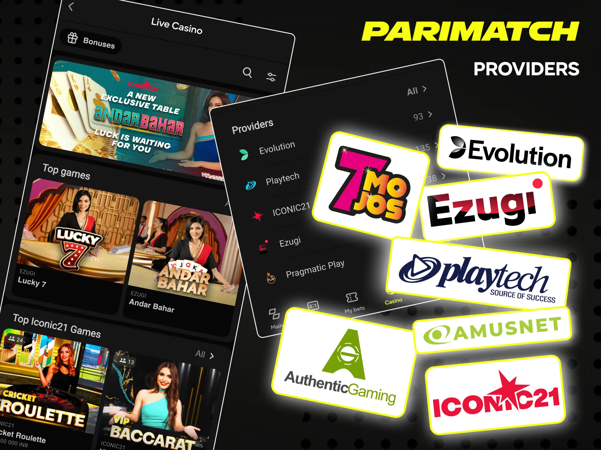 The Parimatch website features games only from licensed providers.
