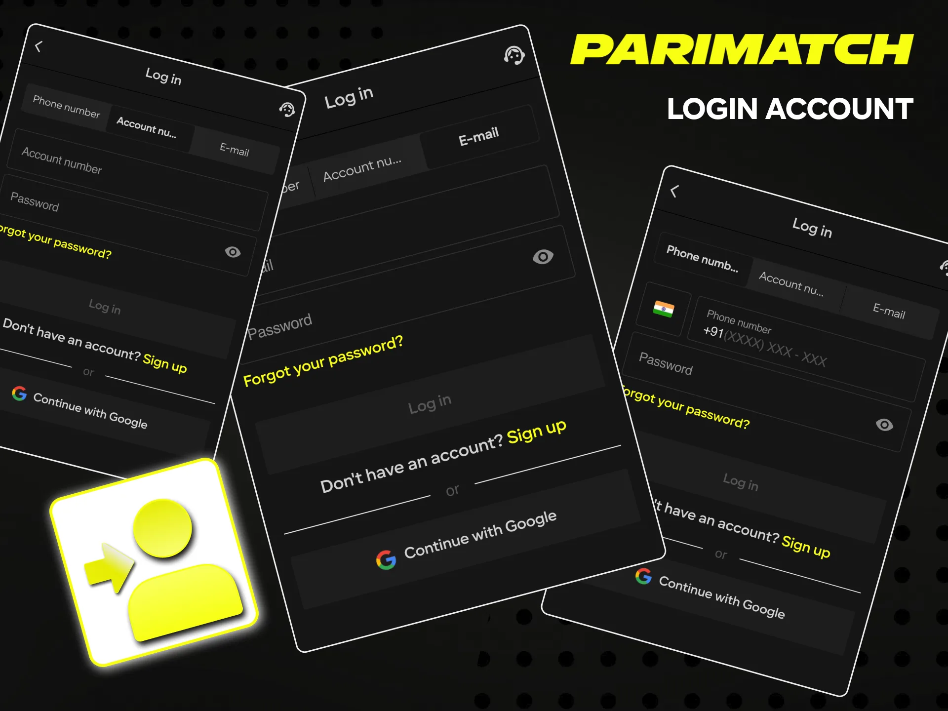 Log in to your Parimatch account to start winning.