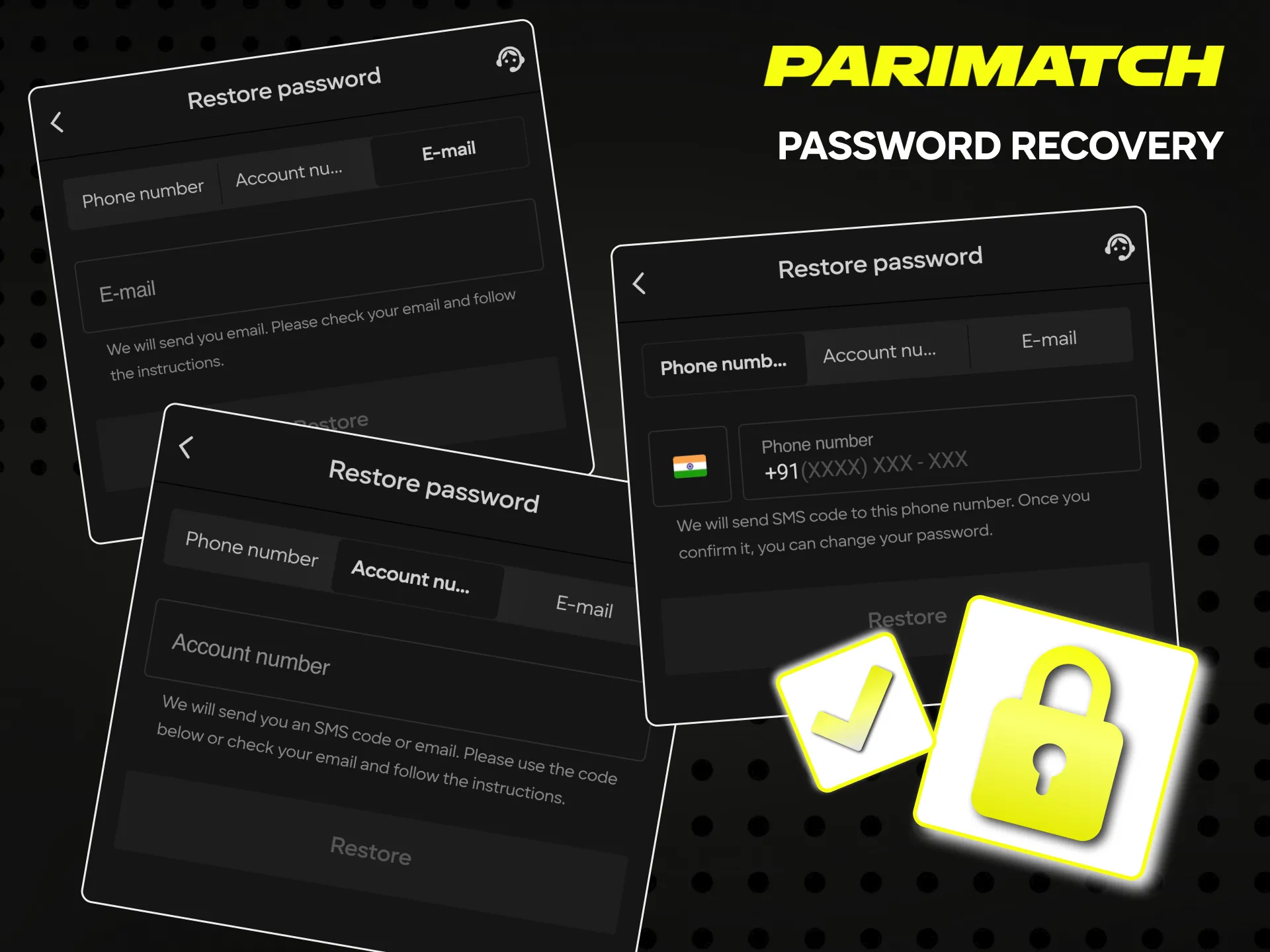 Change your Parimatch account password if you have forgotten it.