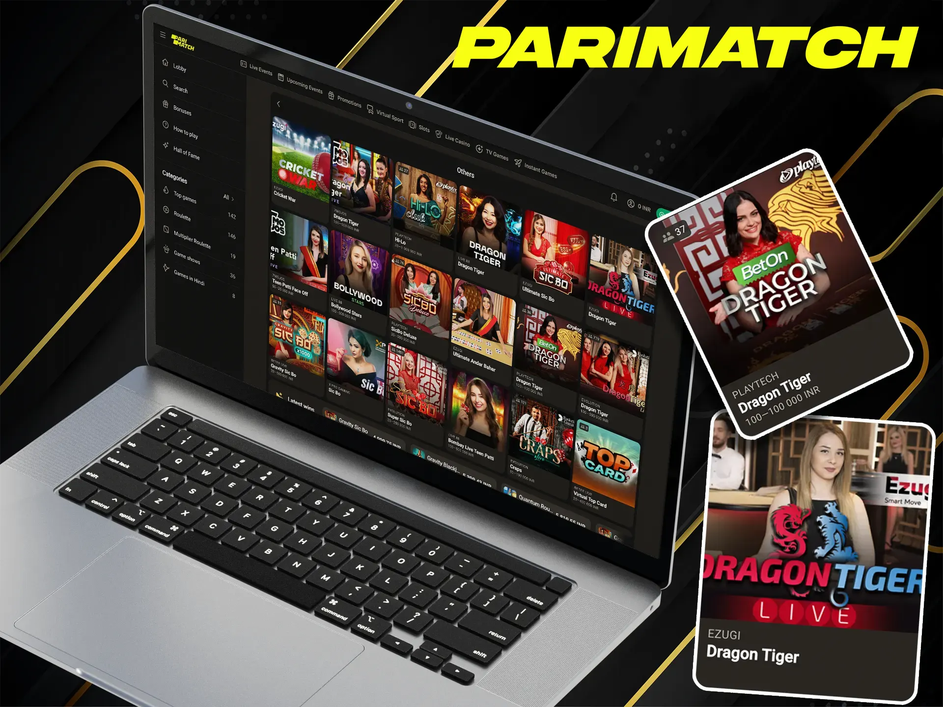Play together with Parimatch at Dragon Tiger and get great odds of success.