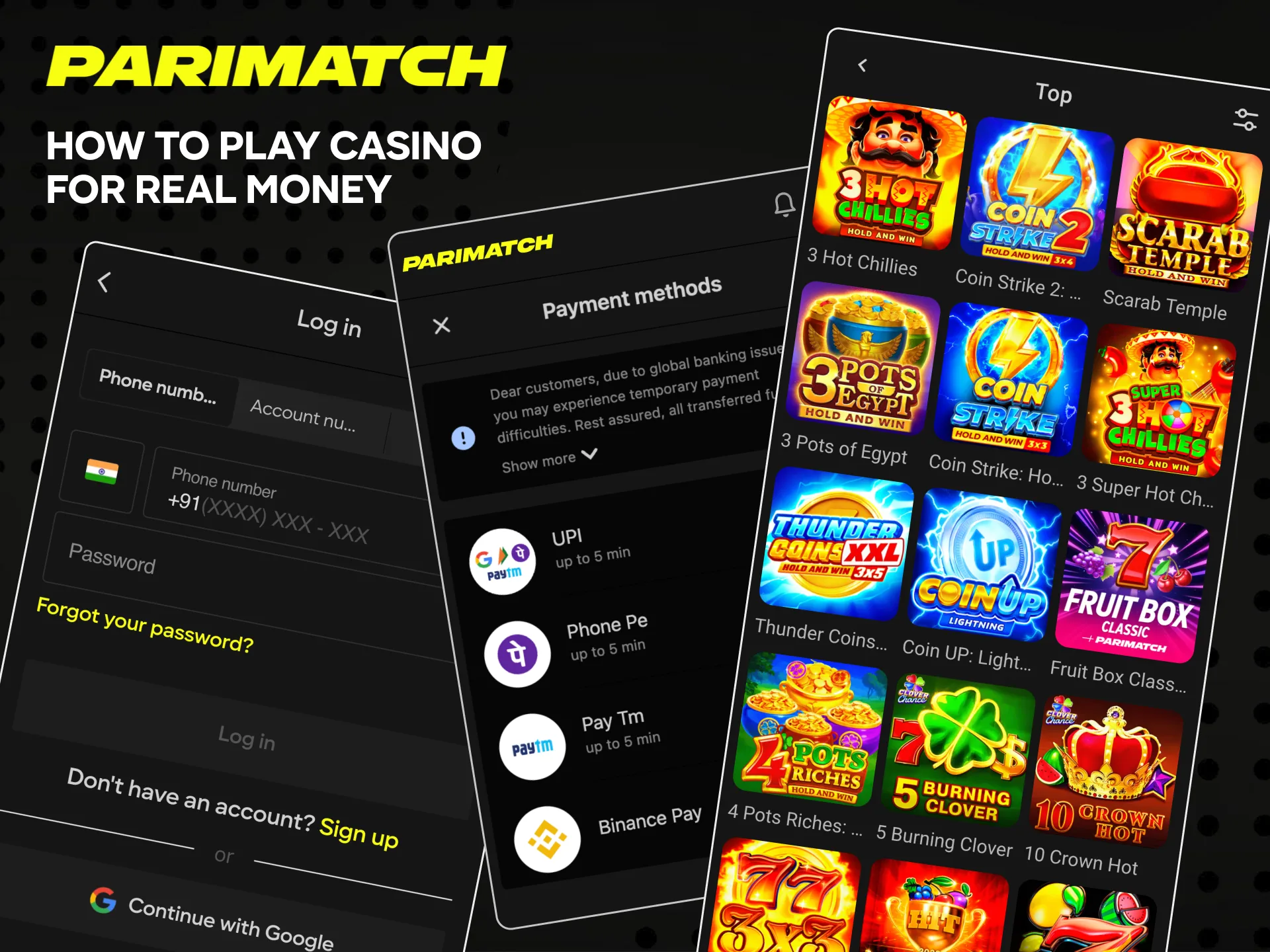 Play at Parimatch casino real day casino for real wins.