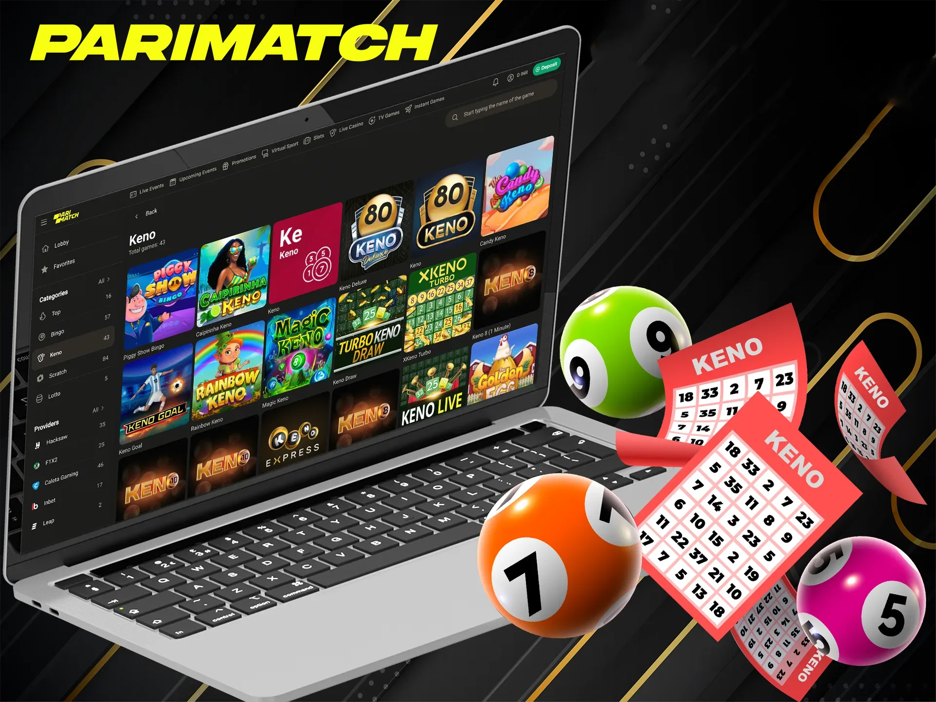 Play Keno at Parimatch and your luck won't last long.