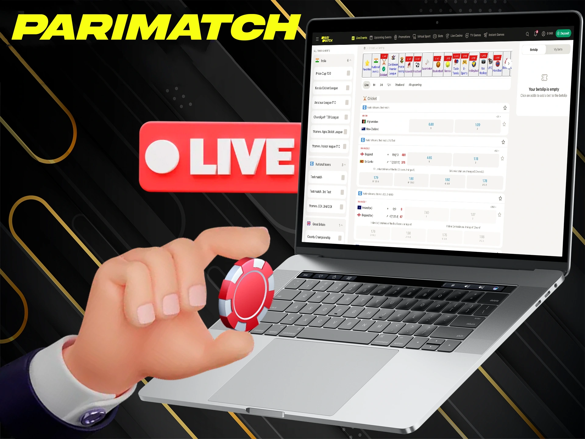 Choose the best live events at Parimatch.
