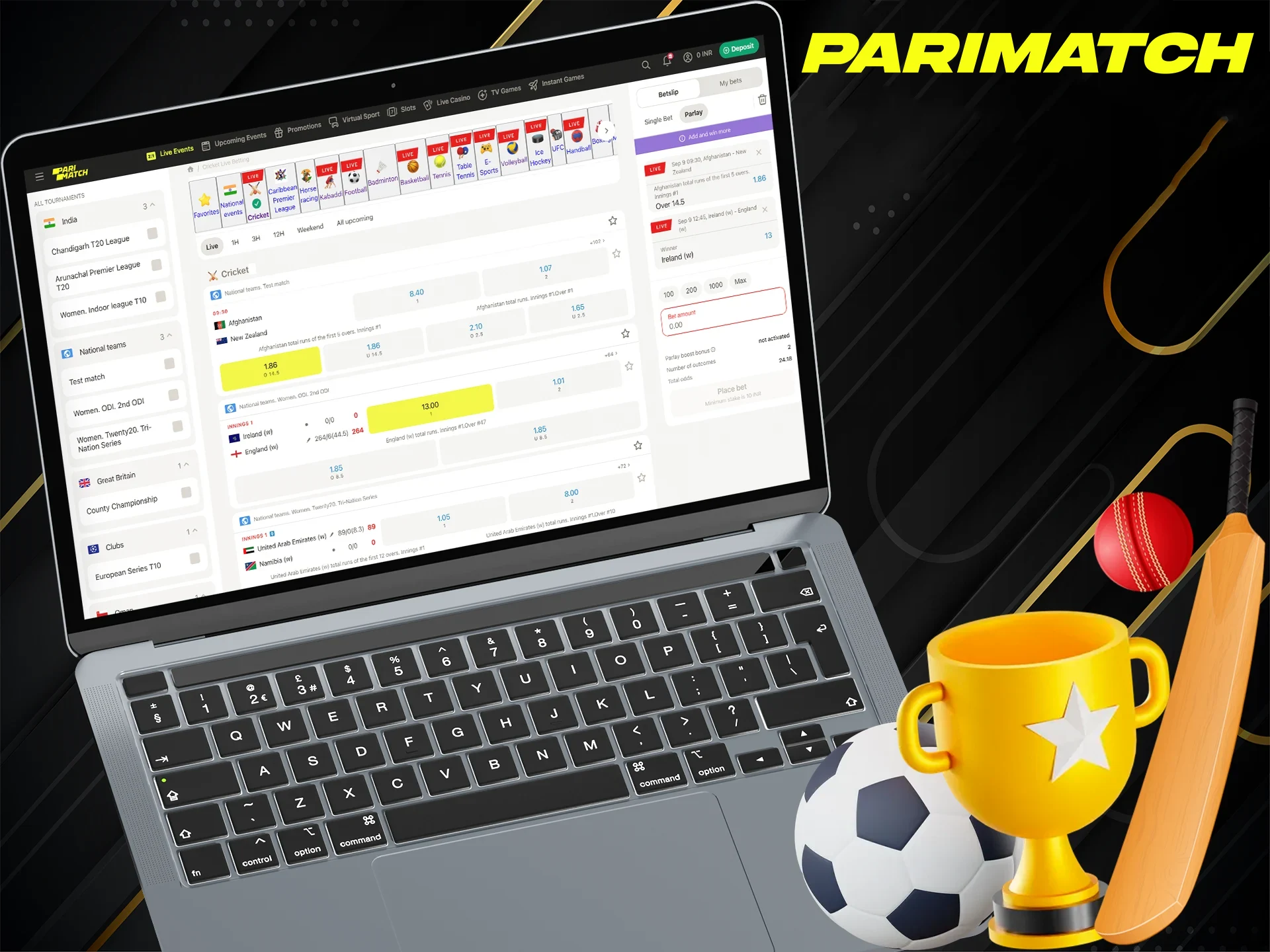 Parimatch offers a wide variety of bets.