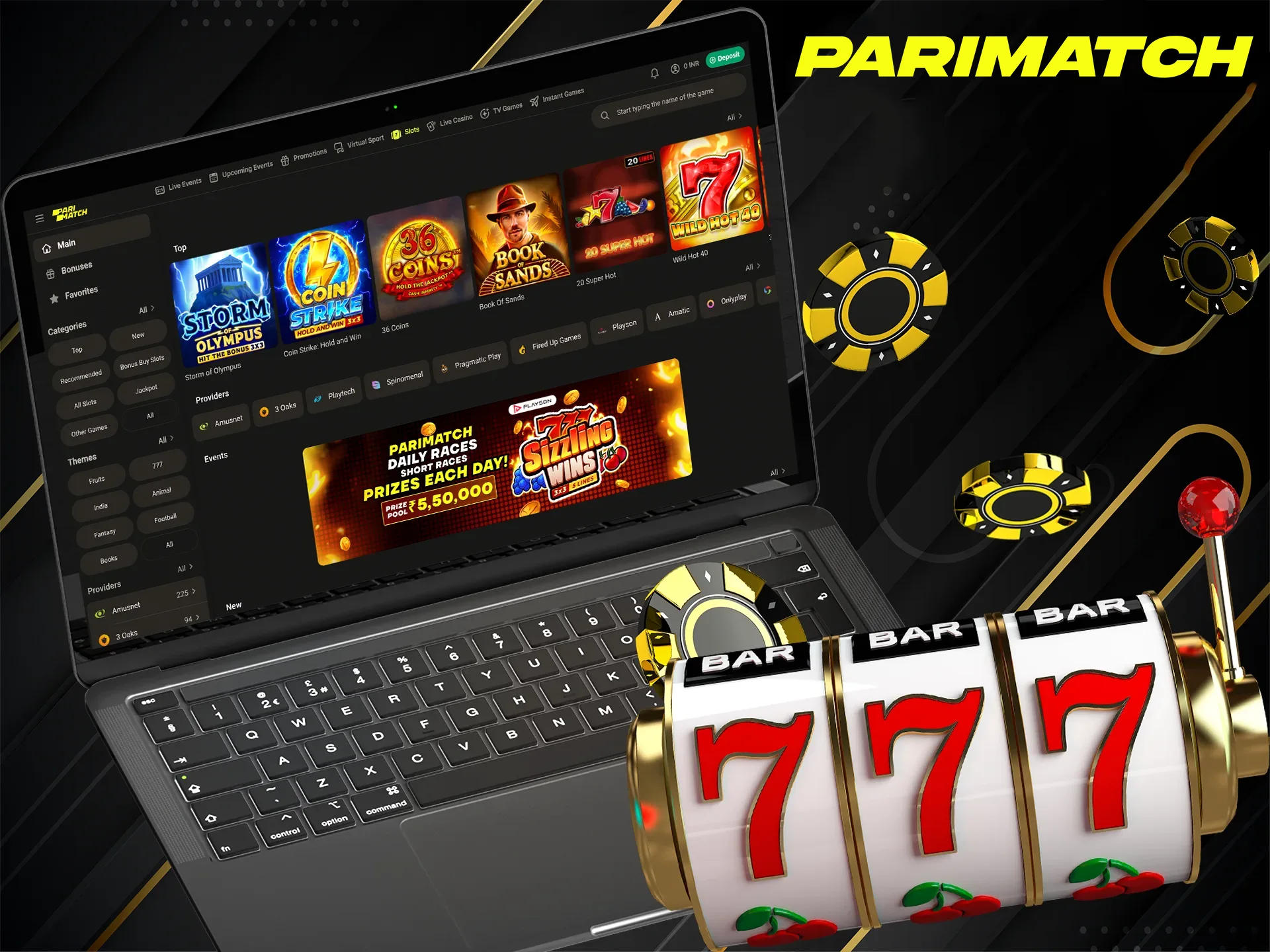 Pick your favorite slot from the Parimatch catalog.