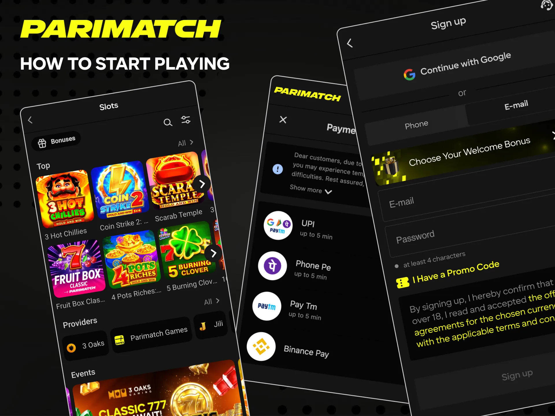 Learn the guide on how to start enjoying slot games at Parimatch.