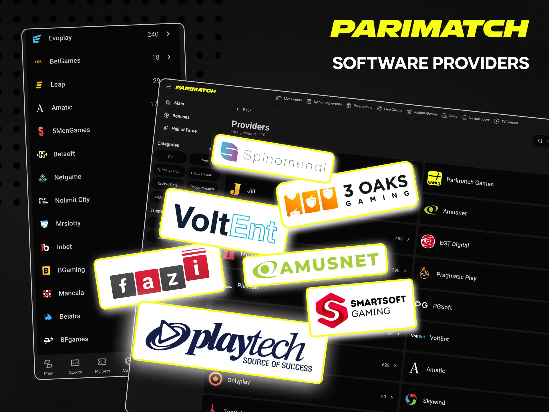 Parimatch collaborates with leading slot game developers.