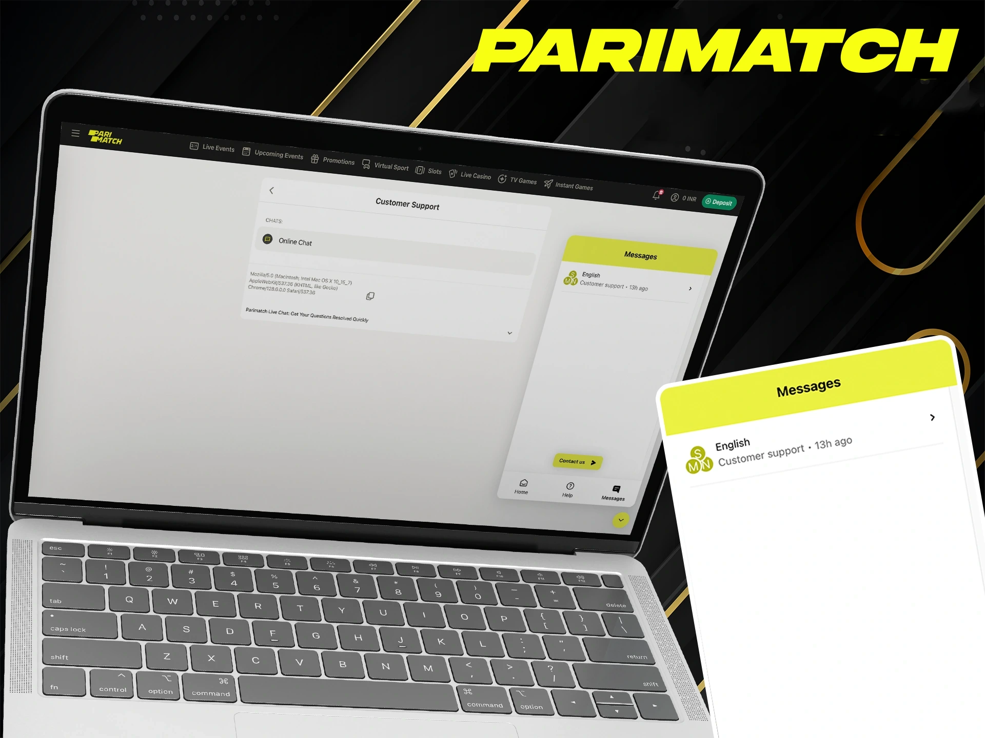 Use the online chat to get help from the Parimatch team.