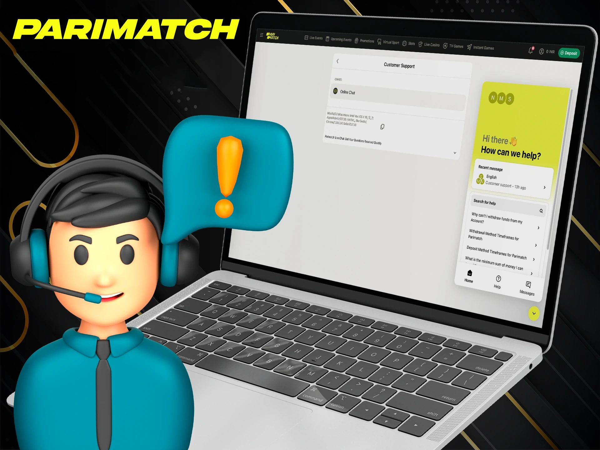 Find out which issues you should contact Parimatch support for.