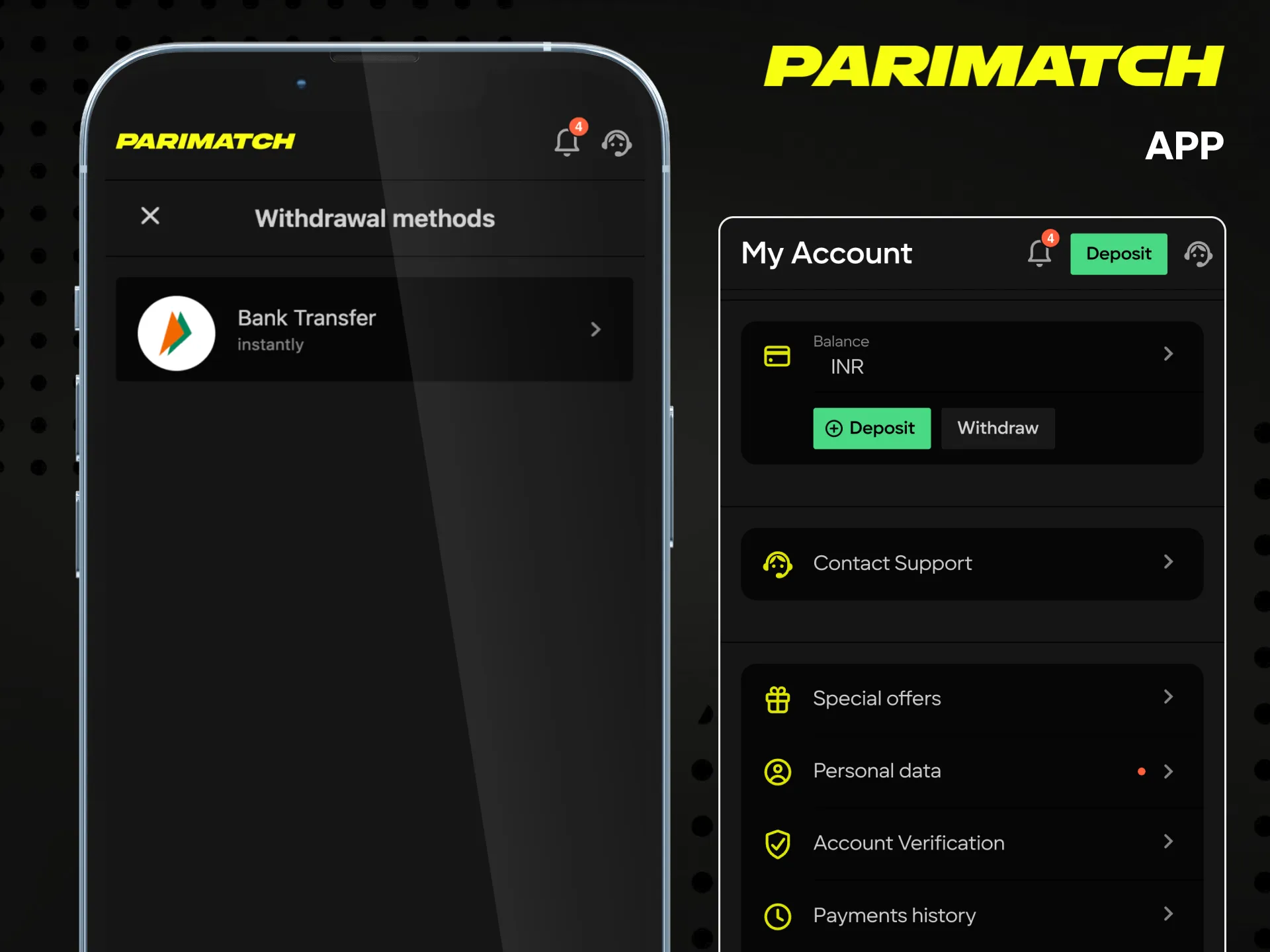 Withdraw your winnings using the Parimatch app.