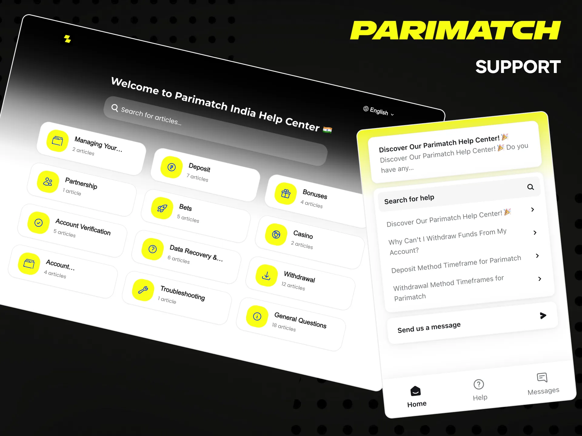 Contact support in case of difficulties in Parimatch.